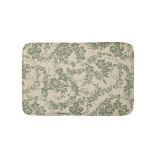 Tapis De Bain Vintage Vibrant vert motif floral