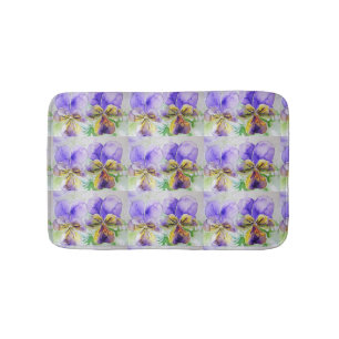 Tapis De Bain Viola violet aquarelle Panseuse à fleurs Mat de ba