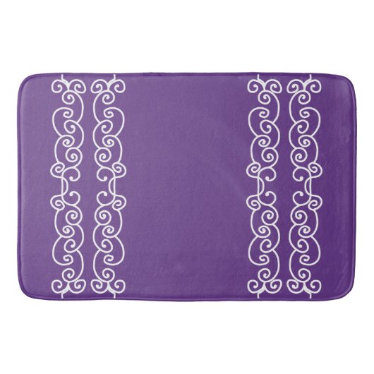Tapis De Bain Violet avec rouleaux blancs (Devant)