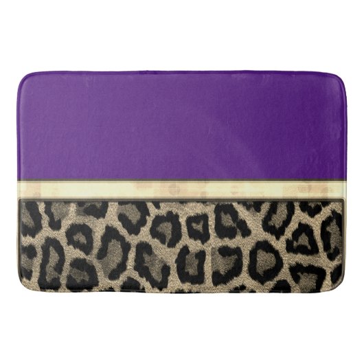 Tapis De Bain Violet profond avec Empreinte de léopard (Devant)