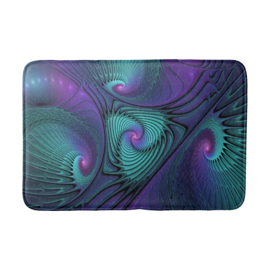 Tapis De Bain Violet rencontre Turquoise moderne art fractal abs (Devant)