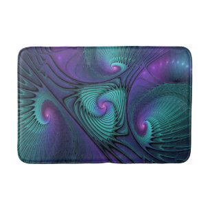 Tapis De Bain Violet rencontre Turquoise moderne art fractal abs