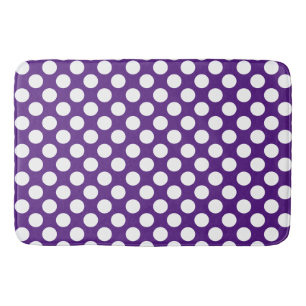 Tapis De Bain Violet Royal : Grand motif à pois blancs