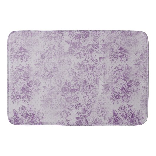 Tapis De Bain violet rustique, chic shabby, fleurs de lavande pâ (Devant)