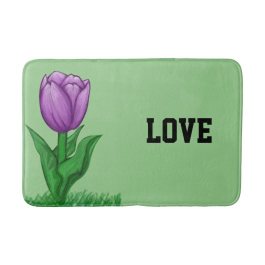 Tapis De Bain Violet Tulipe Flore Sage Vert Amour (Devant)
