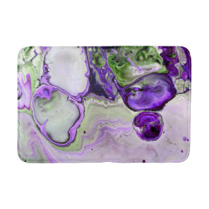 Tapis De Bain Violet vert violet marbre Fluid Art Abstrait