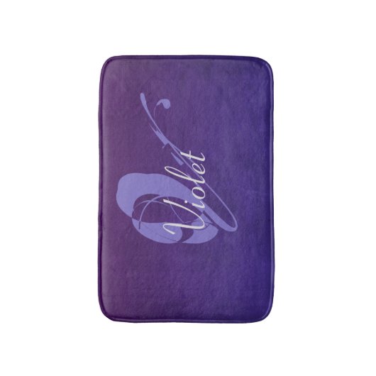 Tapis De Bain Violet violet bleu rustique nom Abstrait monogramm (Devant (Vertical))
