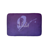 Tapis De Bain Violet violet bleu rustique nom Abstrait monogramm (Devant)