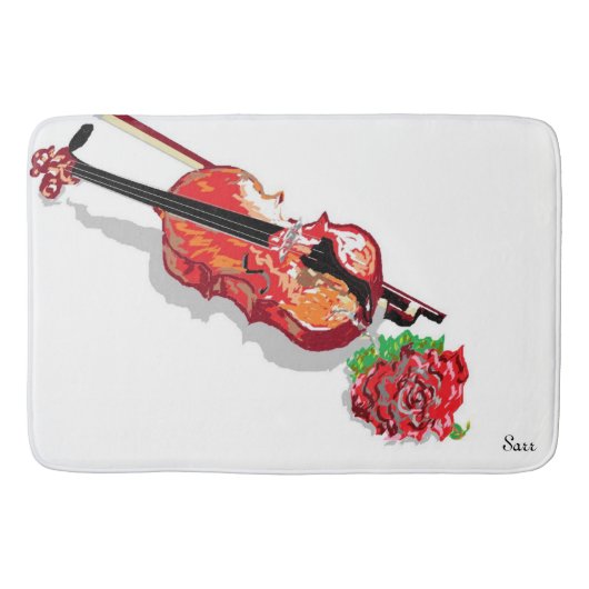 Tapis De Bain Violon de grand bain avec un Rose (Devant)