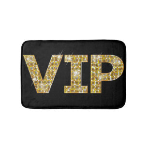 Tapis De Bain VIP Parties scintillant noir et or