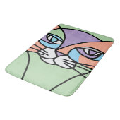Tapis De Bain Visage de chat violet et vert (Angle)
