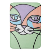 Tapis De Bain Visage de chat violet et vert (devant Vertical)
