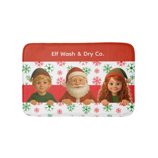 Tapis De Bain Visages de Père Noël & d'Elfe | Bain de Noël Amusa (Devant)
