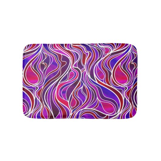 Tapis De Bain Vitrail violet Abstrait (Devant)