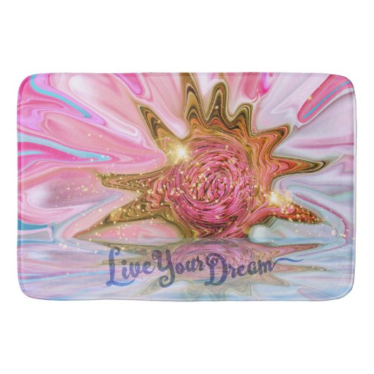 Tapis De Bain Vivez votre rêve - Rose Flower power (Devant)