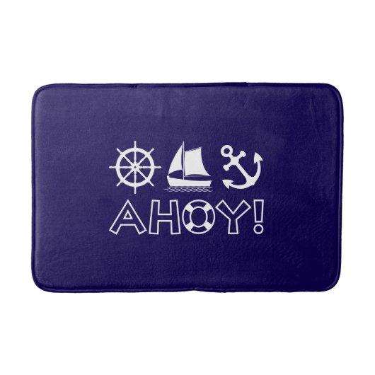Tapis De Bain Voilier Ancre Ahoy! BLANCHE (Devant)