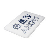 Tapis De Bain Voilier Ancre Ahoy! Bleu Foncé (Angle)