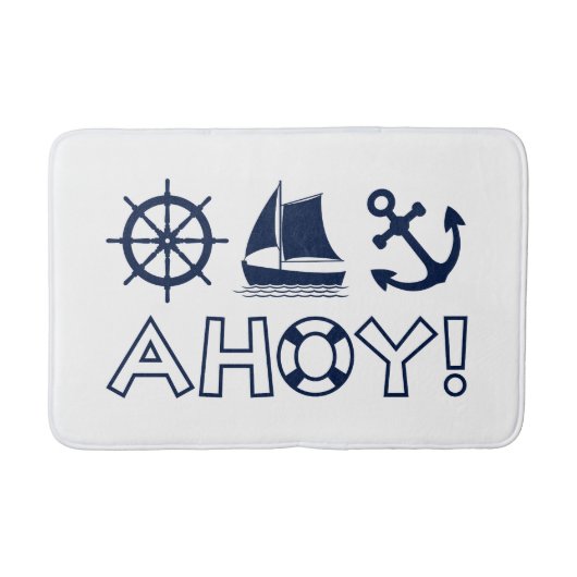 Tapis De Bain Voilier Ancre Ahoy! Bleu Foncé (Devant)