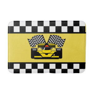 Tapis De Bain Voiture de course jaune : Drapeau de contrôleur