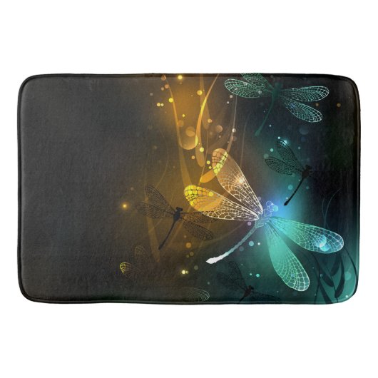 Tapis De Bain Vol de libellule verte lumineuse (Devant)