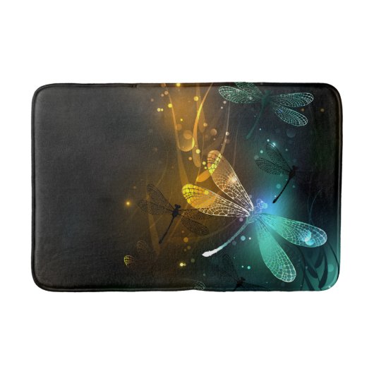 Tapis De Bain Vol de libellule verte lumineuse (Devant)