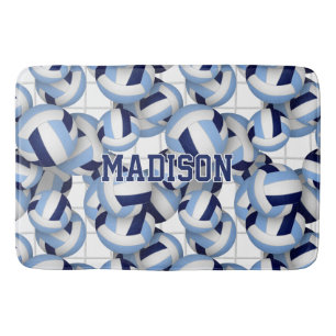 Tapis De Bain Volleyballs motif w net bkgrd marine lt bleu