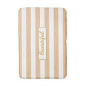 Tapis De Bain Votre message script Préparé Pêche et Rayure Blanc (Devant (Vertical))