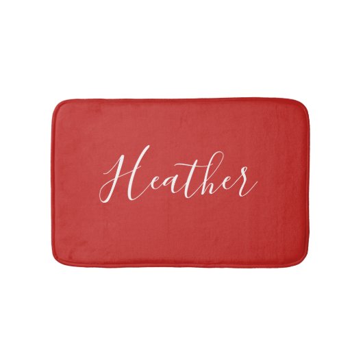 Tapis De Bain Votre script blanc personnalisé en rouge (Devant)