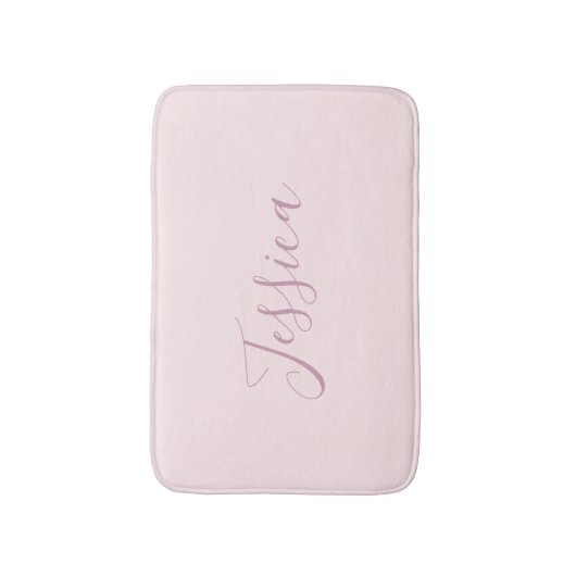 Tapis De Bain Votre texte | Élégant Script & Soft Blush Rose (Devant (Vertical))