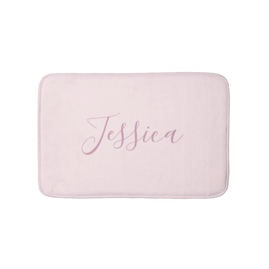 Tapis De Bain Votre texte | Élégant Script & Soft Blush Rose (Devant)