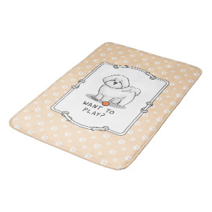 Tapis De Bain Vous voulez jouer ? Bichon Frise Chien avec balle