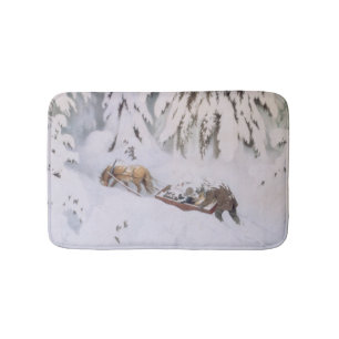 Tapis De Bain Voyage de Noël à travers la neige en hiver