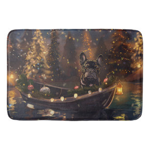 Tapis De Bain Voyage de Noël Festif de Bouledogue Français