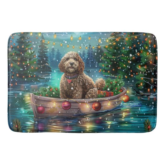 Tapis De Bain Voyage de Noël festif du Cockapoo (Devant)