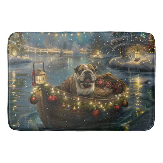 Tapis De Bain Voyage du festival de Noël de Bulldog (Devant)