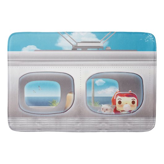 Tapis De Bain Voyage en train avec chat (Devant)