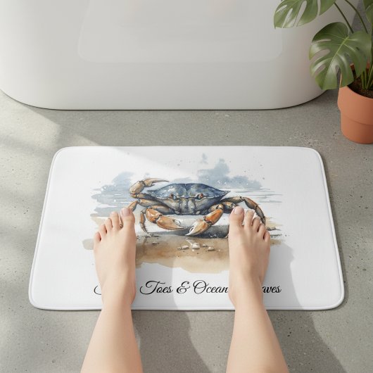 Tapis De Bain Watercolor Beach Crab, custom