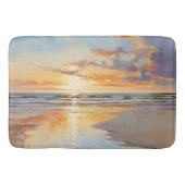Tapis De Bain Watercolor Beach Sunset Ocean (Devant)
