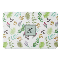 "Watercolor Botanical Personnalisé Bath Mat