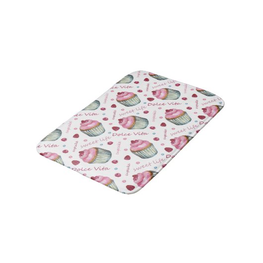 Tapis De Bain Watercolor cupcakes (Angle)