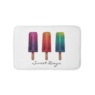 Tapis De Bain Watercolor Cute Popsicle Glaces Creams