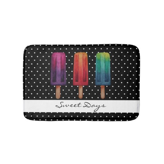 Tapis De Bain Watercolor Cute Popsicle Glaces Creams (Devant)