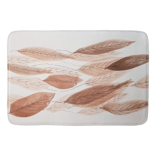 Tapis De Bain Watercolor Leaves Brown Terracotta (Devant)