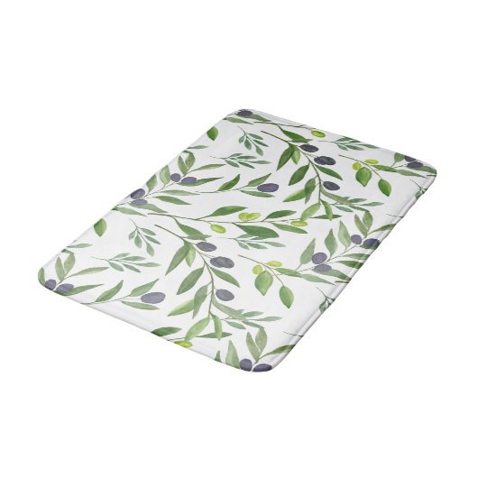 Tapis De Bain Watercolor Olive Pattern (Angle)