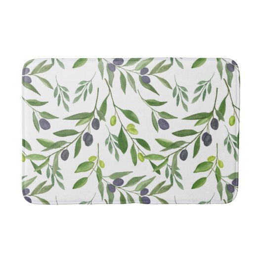Tapis De Bain Watercolor Olive Pattern (Devant)