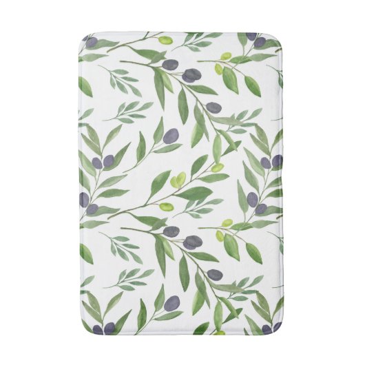 Tapis De Bain Watercolor Olive Pattern (Devant (Vertical))