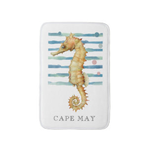 TAPIS DE BAIN WATERCOLOR SEAHORSE, VILLE DE PLAGE, CAP