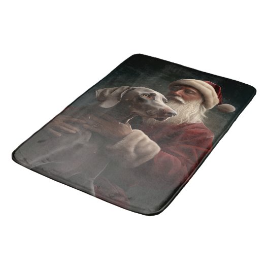 Tapis De Bain Weimaraner avec Noël Festif du Père Noël (Angle)