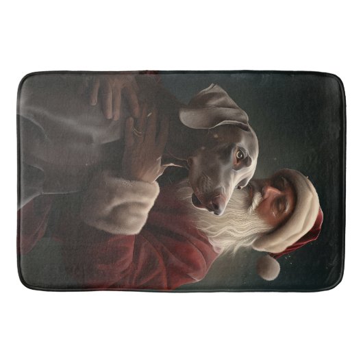 Tapis De Bain Weimaraner avec Noël Festif du Père Noël (Devant)
