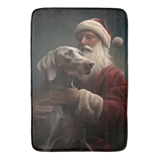 Tapis De Bain Weimaraner avec Noël Festif du Père Noël (devant Vertical)